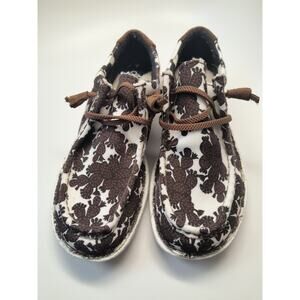 Justin Women's Hazer slip-on shoes, Chocolate Cacti print, Size 7